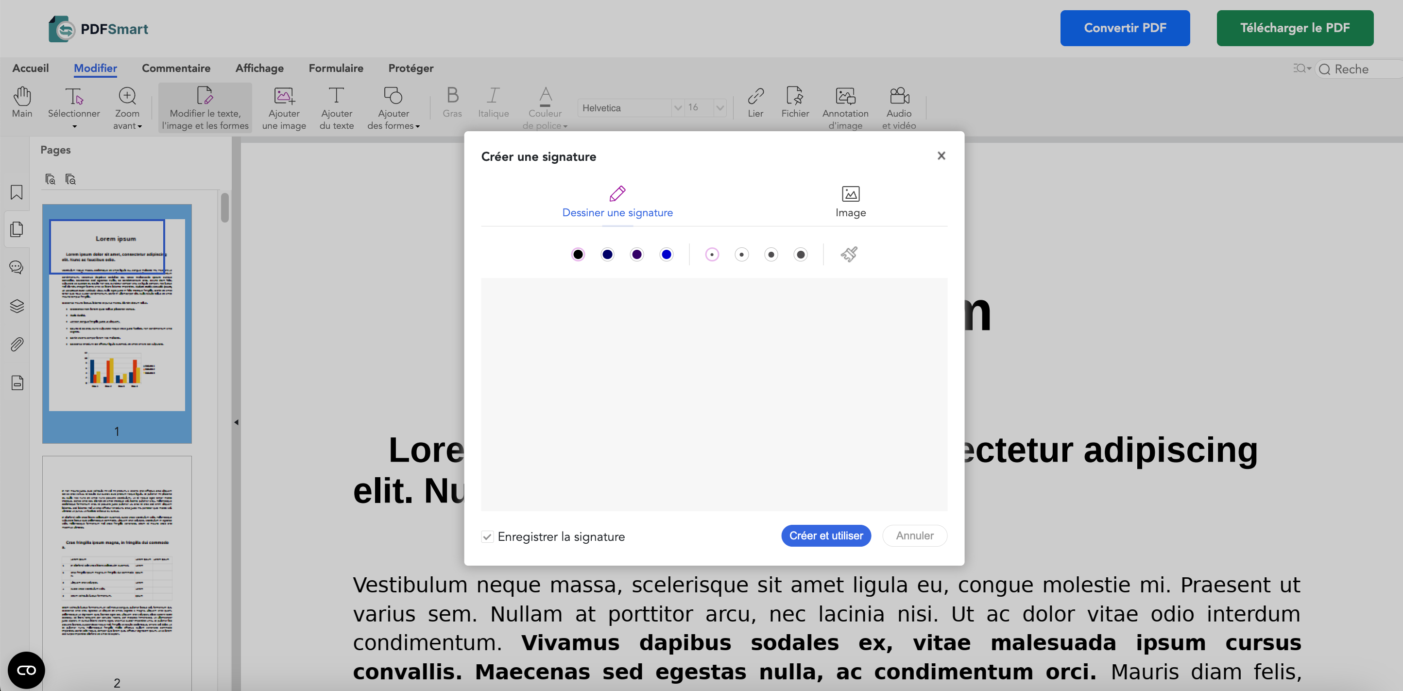 Créer une signature pour PDF